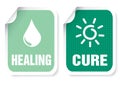 Label with a text: healing, cure Royalty Free Stock Photo