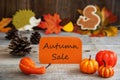 Label With Thanksgiving Decoration, English Text Autumn Sale