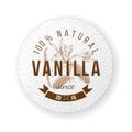 Label with type design and vanilla plant