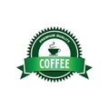 simple vector green beige coffee sticker Royalty Free Stock Photo