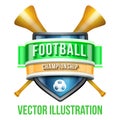 Label with vuvuzela for football sport competition