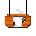 label wooden with coffee cup