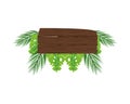 Label wooden signal with leafs palm summer icon