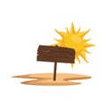 Label wooden signal and summer sun