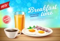 Label is Written Breakfast Time Vector Realistic Royalty Free Stock Photo