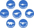 Labeled Dinosaur Round Icon Set Blue