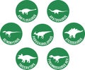 Labeled Dinosaur Round Icon Set Dark Green