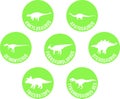Labeled Dinosaur Round Icon Set Green