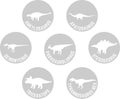 Labeled Dinosaur Round Icon Set Grey
