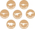 Labeled Dinosaur Round Icon Set Light Brown