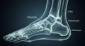 Labeled 3DX-ray of Human Foot Bones Showing Calcaneus Talus Metatarsals Phalanges Royalty Free Stock Photo
