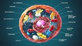 Labeled eukaryotic cell, nucleus and organelles and plasma membrane