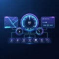 Labeled Neon Drive and additional circular indicators for temperature and Royalty Free Stock Photo