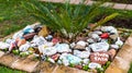 Labeled stones in front of Nelson Mandela`s house Houghton, Johannesburg where he died