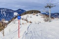 Labeled track on the slopes of the ski resort Soll, Tyrol