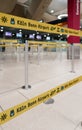 Labeled yellow barrier tape at the Cologne airport Royalty Free Stock Photo