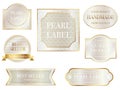 Set of pearl-colored labels with text space isolated on a white background.