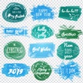 Labels with Christmas and New Years designs. Decorative tags and Royalty Free Stock Photo