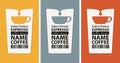 Labels for coffee beans with cups and bar codes Royalty Free Stock Photo