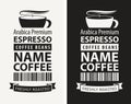 Labels for coffee beans with cups and bar codes Royalty Free Stock Photo