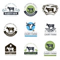 Dairy farm labels set Royalty Free Stock Photo