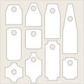 Labels collection. Rectangular white labels of various shapes
