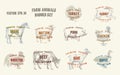 Labels with farm animals. Set templates price tags for shops and markets of organic food. Vector illustration art