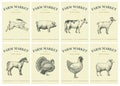 Labels with farm animals. Set templates price tags for shops and markets of organic food. Vector retro illustration art