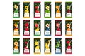 Labels for fruits milk. 9 different tastes apple, orange, kiwi, plum, pomegranate, peach, banana, blueberry and