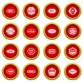 Labels icon red circle set Royalty Free Stock Photo
