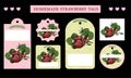 Labels for jam.Cute tags for jars with homemade preserves. Homemade jam. Farm products. Ecological food. Strawberry