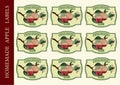 Labels for jars with apples. home preservation. Apple jam stickers