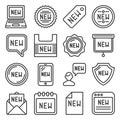 Labels New Icons Set on White Background. Line Style Vector