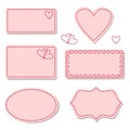 Labels pink with sewing stitches