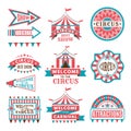 Labels in retro style. Logos for circus entertainment
