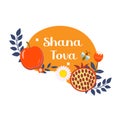 Labels for Rosh Hashanah. Shana Tova.Happy New Year in Israel. Vector illustration Royalty Free Stock Photo