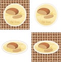 Labels with rye bread and wheat ears on the gunny Royalty Free Stock Photo