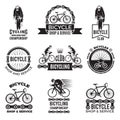 Labels set for bicycle club. Velo sport logos design