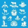 Labels set of fresh milk. Vector illustrations for farm logo design