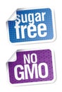 Labels for sugar free and bio food Royalty Free Stock Photo