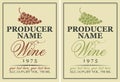 Labels for wine with grapes Royalty Free Stock Photo