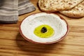 Labnah with Bread served in dish isolated on table side view of middle east food