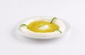 Labneh dish with olive oil with cucumber