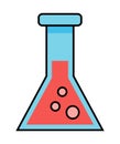 Laboartory conical bulb flask with boiling liquid, bubbles, web icon, chemistry, biology test, toxic