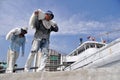 Labor activity at the port of Sunda Kelapa, Jakarta Royalty Free Stock Photo