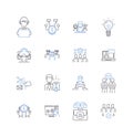 Labor contentment line icons collection. Satisfaction, Gratification, Bliss, Elation, Contentment, Fulfillment