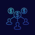 labor costs line icon on dark, vector Royalty Free Stock Photo