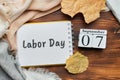 Labor Day of autumn month calendar september