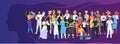 Labor day banner with many women of different professions standing together in crowd Royalty Free Stock Photo