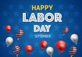 Labor day banner template decor with American flag balloons design.American labor day wallpaper Royalty Free Stock Photo